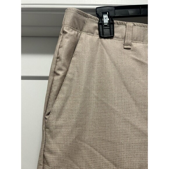 Men's Pebble Beach Golf Shorts Size 34 Khaki Check Tan Beige Stretch Polyester - Picture 3 of 5
